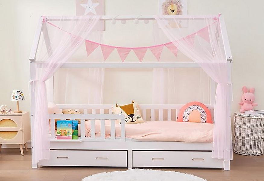 Alavya Home® Hausbett CLOUD I KOMPLETT SET mit 2 Schubkästen (Kinderbett 80 günstig online kaufen