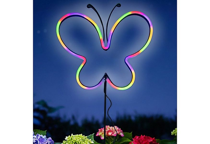 Spetebo Gartenstecker LED Beetstecker Neon Schmetterling mit Timer (Anzahl, günstig online kaufen