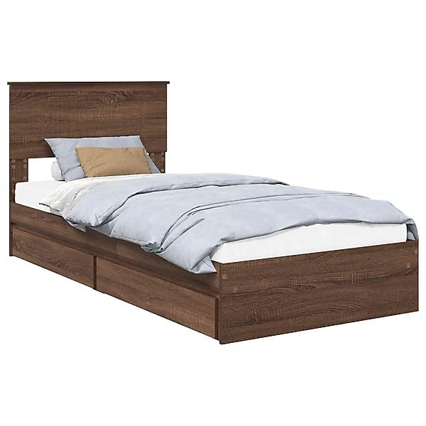vidaXL Stauraumbett Braun Eichen-Optik 90 x 190 cm Holzwerkstoff 3410846 günstig online kaufen