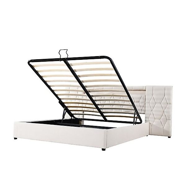 FOSMET Polsterbett Polsterbett mit LED, USB, Stauraum, Samt, Kopfteil Grau günstig online kaufen