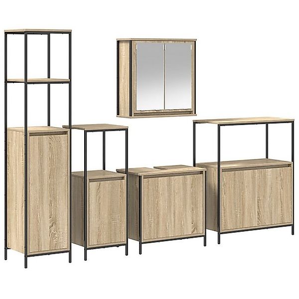 vidaXL Badezimmerspiegelschrank 5-teiliges Badezimmermöbel Set aus Sonoma E günstig online kaufen