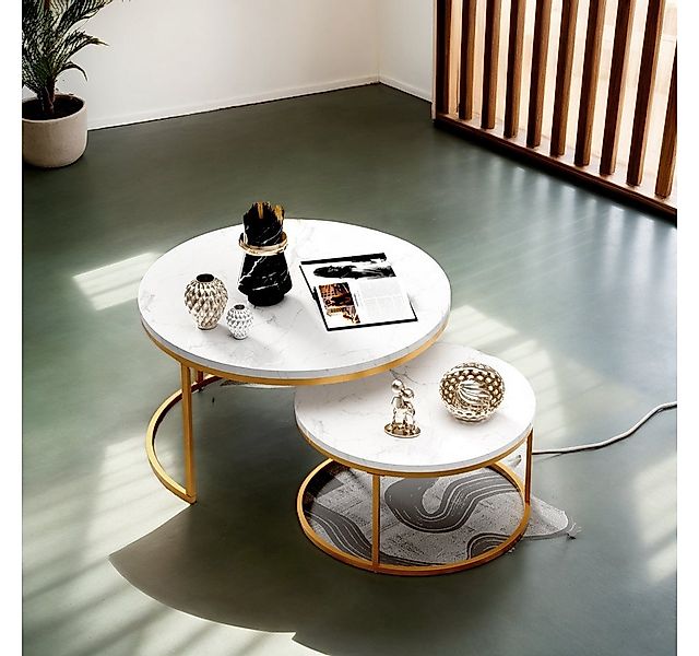 REDOM Couchtisch Satz Marmor Furnier Sofa Seite Nest von Tischen Runde Endt günstig online kaufen