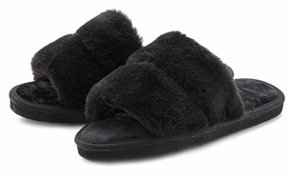 Vivance Hausschuh "Pantolette, Plüsch Hausschuhe, Mule, offener Schuh,", VE günstig online kaufen