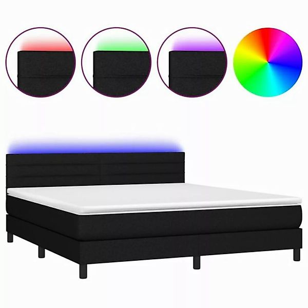 vidaXL Bettgestell Boxspringbett mit Matratze LED Schwarz 180x200 cm Stoff günstig online kaufen