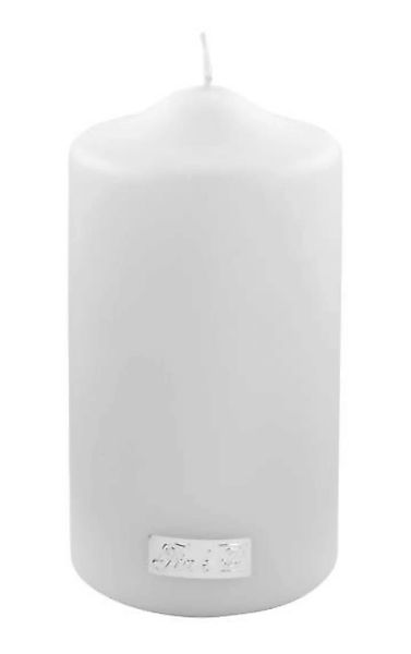Stumpenkerze Weiß metallic 15 cm - Durchmesser 8 cm günstig online kaufen