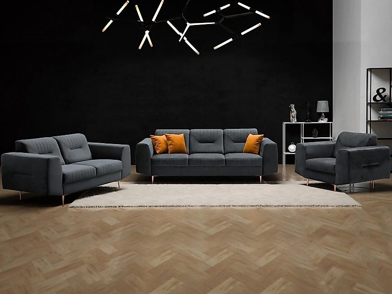 Beautysofa Polstergarnitur im modernen Stil auf hohen Metallbeinen VENEZIA, günstig online kaufen