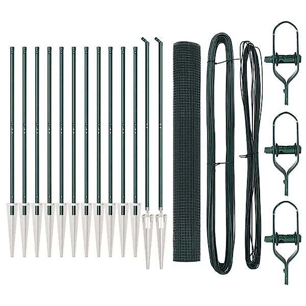 vidaXL Zaunpfosten Grün 25 x 1,4 m 12 x 12 mm Netz Stahl und PVC 3352088 günstig online kaufen