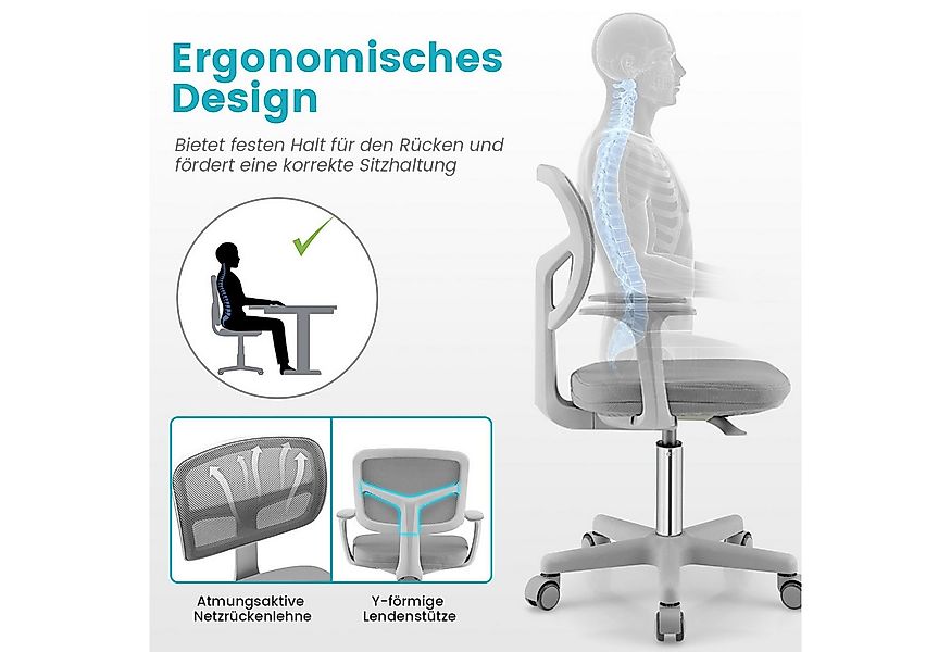 COSTWAY Schreibtischstuhl Kinder, Drehstuhl höhenverstellbar, von 3-10 Jahr günstig online kaufen