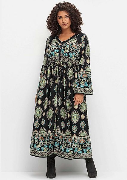 sheego by Joe Browns Etuikleid Maxikleid Langarm im Boho-Stil, mit Trompete günstig online kaufen