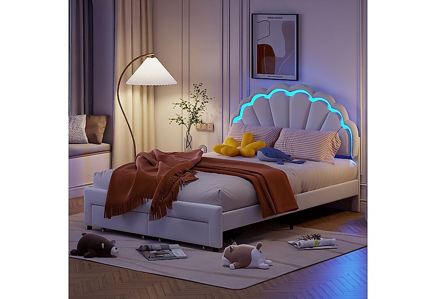 PXloue Polsterbett Kinderbett Jugendbett (Kopfteil hochstellbar), Doppelbet günstig online kaufen