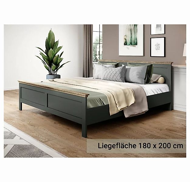 Lomadox Bett EPSOM-83, grün mit Lefkas Eiche Nb. 191,5/88,5/211,5 cm günstig online kaufen