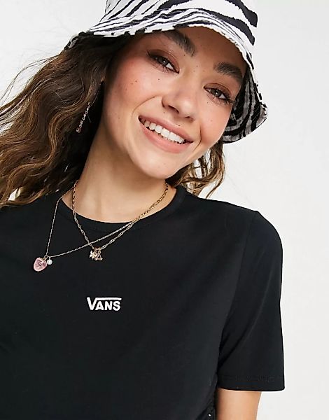 Vans – Shea – Kurz geschnittenes T-Shirt in Schwarz mit Raffung günstig online kaufen