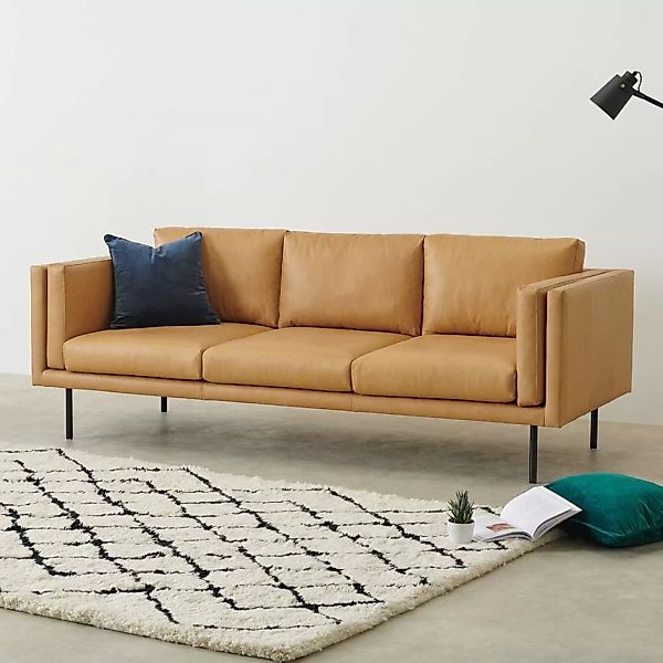 Savio 3-Sitzer Sofa, Leder in Karamellbraun - MADE.com günstig online kaufen