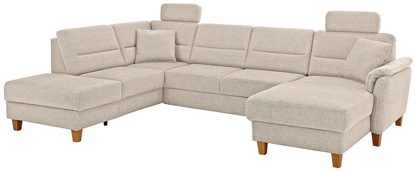 Home affaire Wohnlandschaft "Palmera U-Form", Federkern, wahlweise mit Bett günstig online kaufen