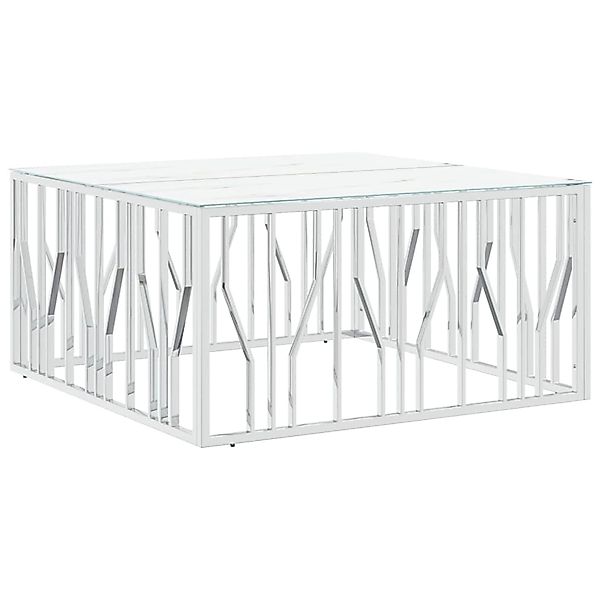 vidaXL Couchtisch Silbern 100x100x50 cm Edelstahl und Glas 350067 günstig online kaufen