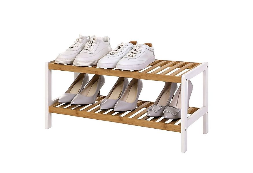 SONGMICS Schuhregal Schuh-Organizer, Schuhregal Bambus Schuhablage mit 2 Eb günstig online kaufen
