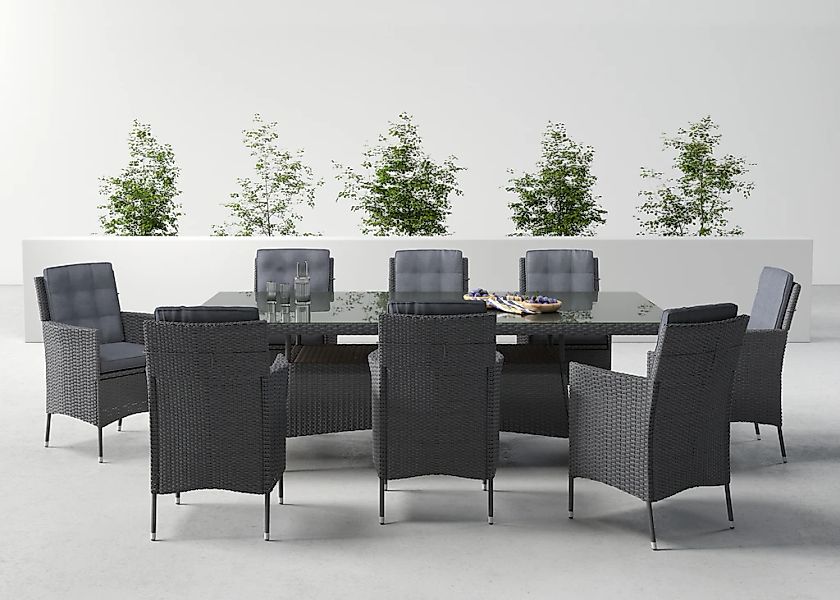 KONIFERA Garten-Essgruppe "Korfu" Set, 8x Sessel, 1x Tisch 200x100x73,5cm, günstig online kaufen