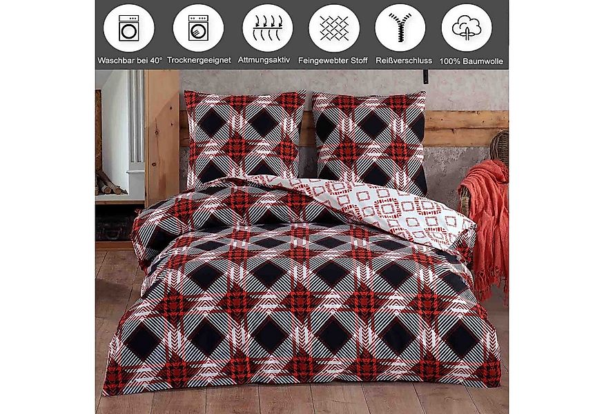 Buymax Bettwäsche, Biber, 3 teilig, 200x200 cm Flanell 100% Baumwolle Winte günstig online kaufen