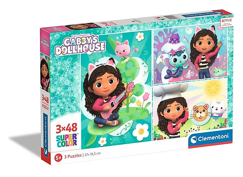 Clementoni® Puzzle Puzzles GABBY'S DOLLHOUSE 3x48 Teile Motiv 2, Puzzleteil günstig online kaufen