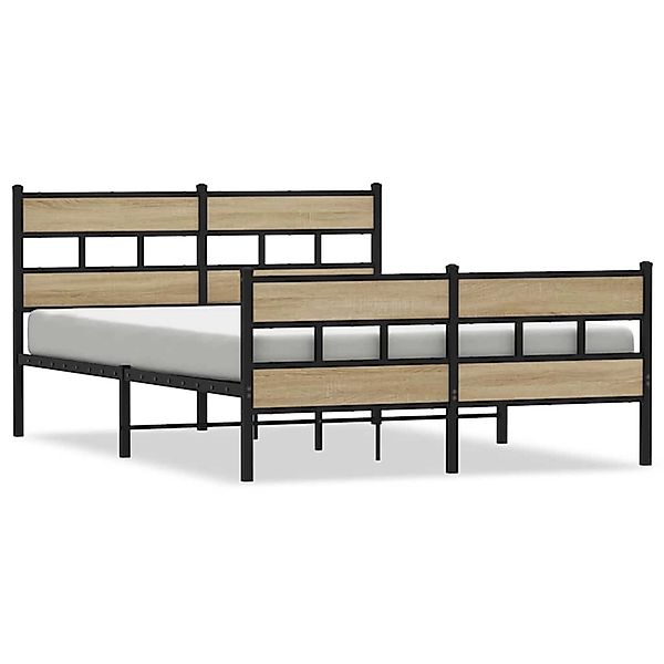 vidaXL Metallbett ohne Matratze Sonoma-Eiche 135x190 cm 4017119 günstig online kaufen