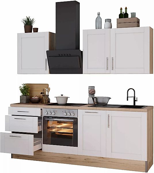 KOCHSTATION Küche "KS-Ahus", Breite 225 cm,wahlweise mit E-Geräten,MDF Fron günstig online kaufen