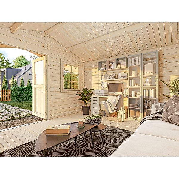 Palmako Gartenhaus Sally 360 x 360 cm Lackiert Dunkelgrau-Weiß FSC® günstig online kaufen