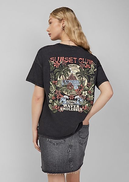 QS Kurzarmshirt Gewaschenes T-Shirt mit Backprint günstig online kaufen