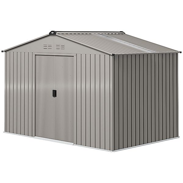 Outsunny Metall Gerätehaus 4,9 m², Gartenhaus mit Satteldach, Schiebetür, F günstig online kaufen
