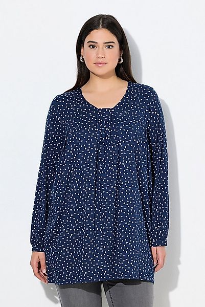 Ulla Popken T-Shirt Shirt Zierfalten A-Linie Carree-Ausschnitt Langarm günstig online kaufen