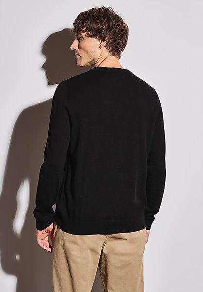 STREET ONE MEN Rundhalspullover aus reiner Baumwolle günstig online kaufen