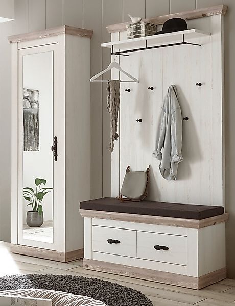 Furn.Design Garderoben-Set Rovola, (Flurgarderobe 3-teilig Pinie günstig online kaufen