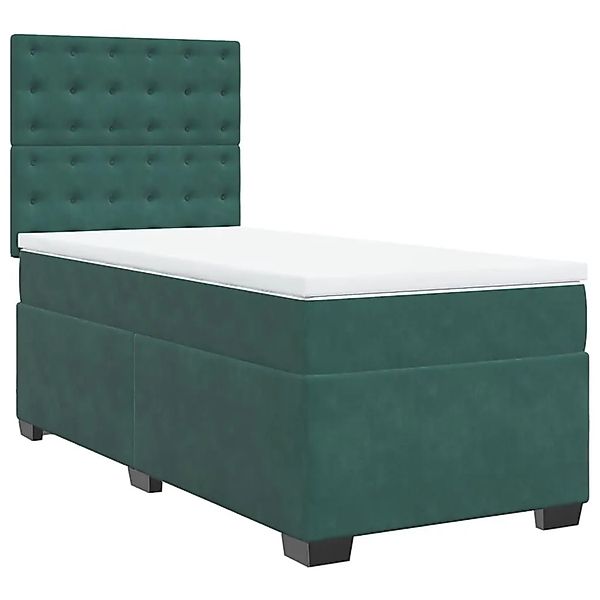 vidaXL Boxspringbett mit Matratze Dunkelgrün 90x190 cm Samt 3290801 günstig online kaufen