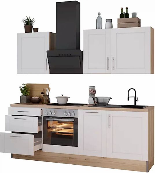 KOCHSTATION Küche »KS-Ahus«, Breite 225 cm,wahlweise mit E-Geräten,MDF Fron günstig online kaufen