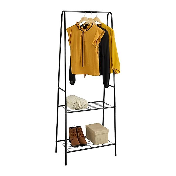relaxdays Kleiderständer Schwarzer Kleiderständer 2 Ablagen günstig online kaufen