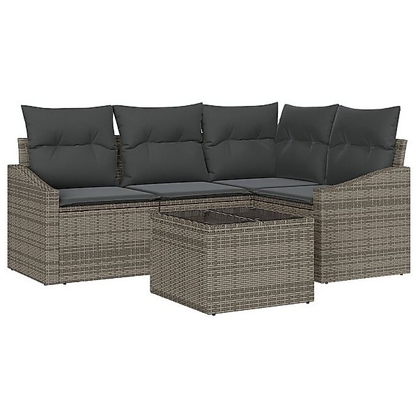vidaXL Loungesofa 4-tlg. Garten-Sofagarnitur mit Kissen Schwarz Poly Rattan günstig online kaufen