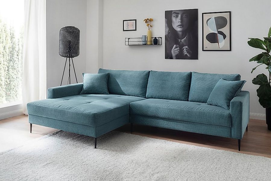 Trends by HG Ecksofa Summer L-Form, in Cord-Stoff mit Metallfuß günstig online kaufen