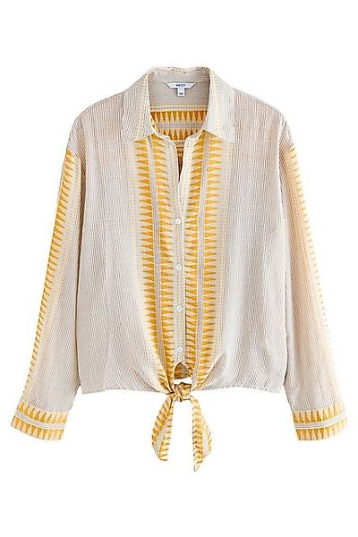 Next Langarmbluse Jacquard-Hemd zum Binden mit Stickdetail (1-tlg) günstig online kaufen