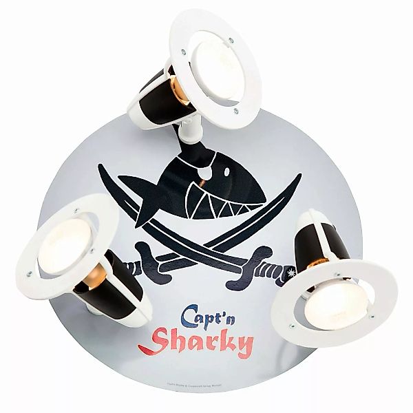 home24 Elobra Deckenleuchte Captn Sharky II 3-flammig Schwarz/Grau Massivho günstig online kaufen