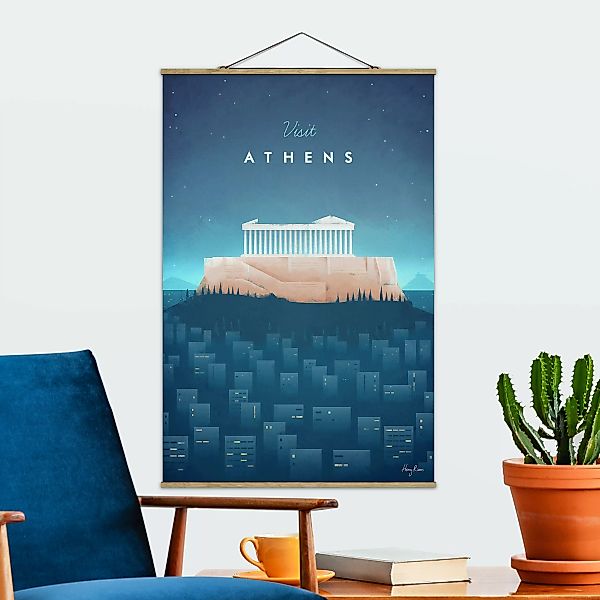 Stoffbild Architektur mit Posterleisten - Hochformat Reiseposter - Athen günstig online kaufen