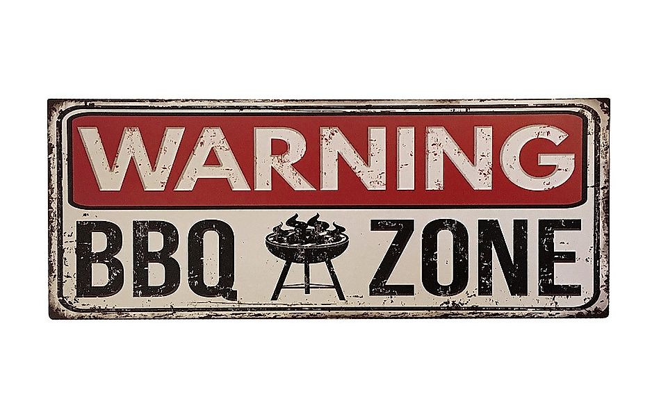 Blechschild WARNING BBQ ZONE Nostalgie Vintage Dekoschild Grillen 20x50cm günstig online kaufen