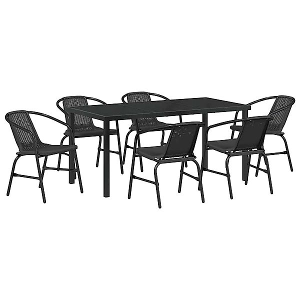 vidaXL Garten Essgruppe 7-Tlg Schwarz Poly Rattan 3379384 günstig online kaufen