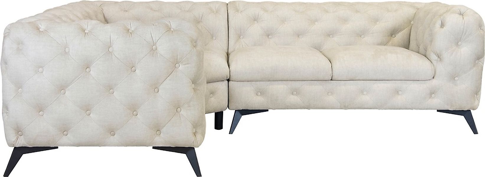 Leonique Chesterfield-Sofa "Ecksofa GLYNIS L-Form mit Wellenunterfederung, günstig online kaufen