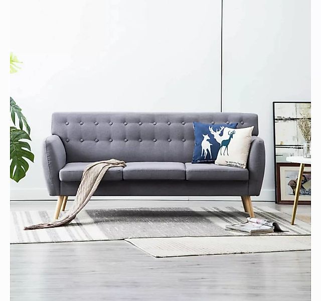 vidaXL Sofa 3-Sitzer-Sofa Stoffbezug 172x70x82 cm Hellgrau Couch günstig online kaufen