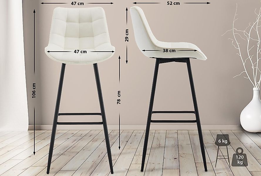 CLP Barhocker Dartford, stabiles Metall-Gestell mit günstig online kaufen