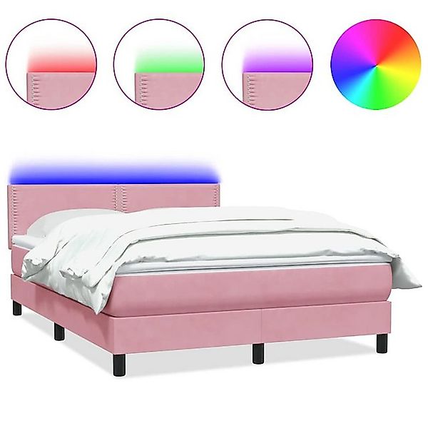 vidaXL Boxspringbett, Boxspringbett mit Matratze Rosa 140x210 cm Samt günstig online kaufen