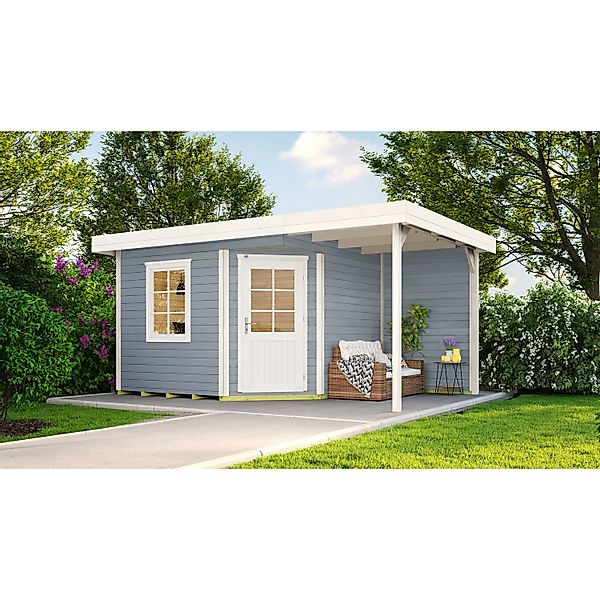 Holz-Gartenhaus Flachdach Lasiert 442 cm x 278 cm günstig online kaufen