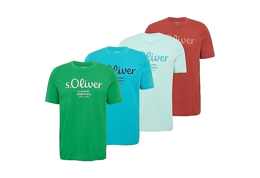 s.Oliver T-Shirt Herren T-Shirt 4er Pack Baumwolle Logo T-Shirt (Packung, 4 günstig online kaufen