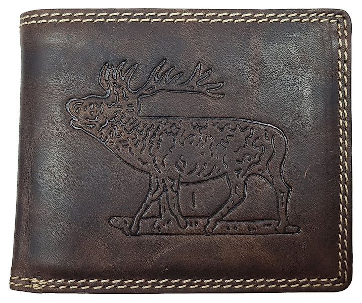 Einkaufszauber Geldbörse Echt Leder Jäger Geldbeutel Hirsch, Echt Büffelled günstig online kaufen