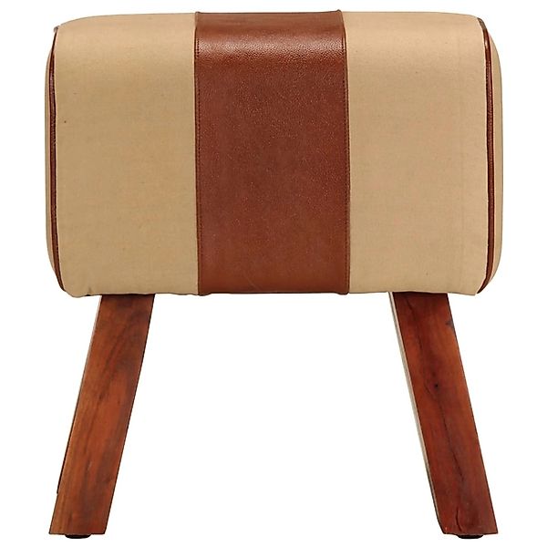 vidaXL Sitzbank Turnbock-Design 38cm Braun Echtleder Mango Massivholz günstig online kaufen