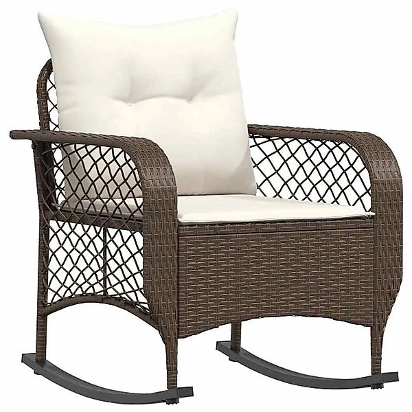 vidaXL Garten-Schaukelstuhl mit Kissen Braun Poly Rattan 4104194 günstig online kaufen